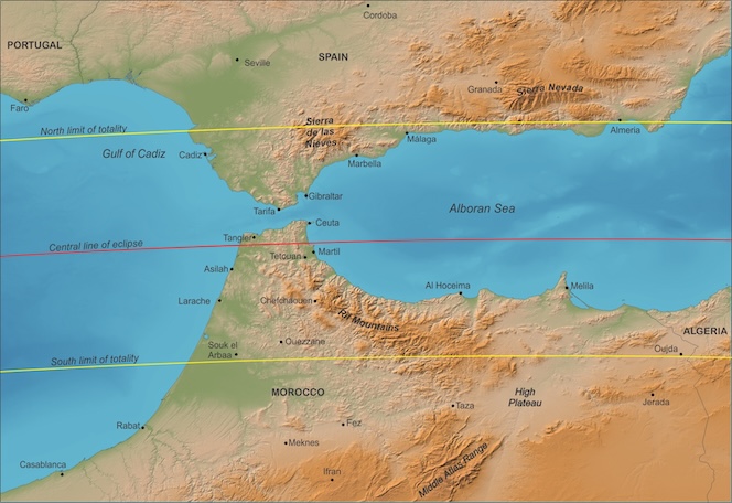 kaart voor Spanje en Marokko
